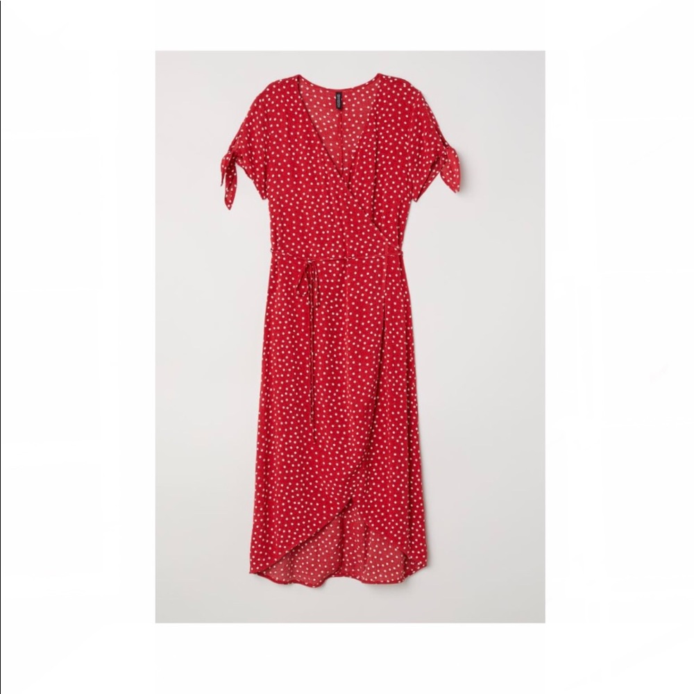 Polka Dot Crepe Wrap Dress